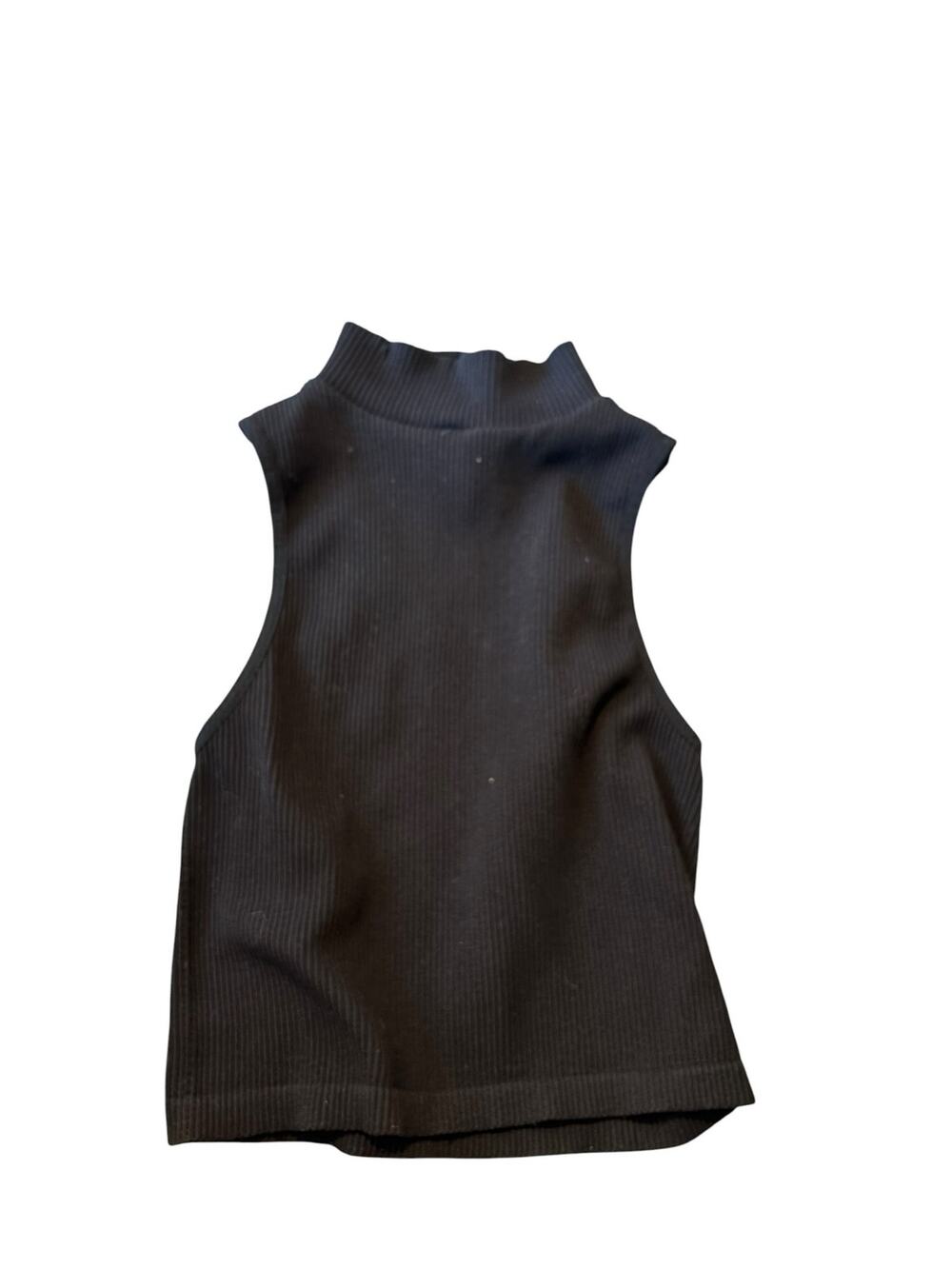 Zara Black Ribbed Mock Sleeveless Tank Size XS